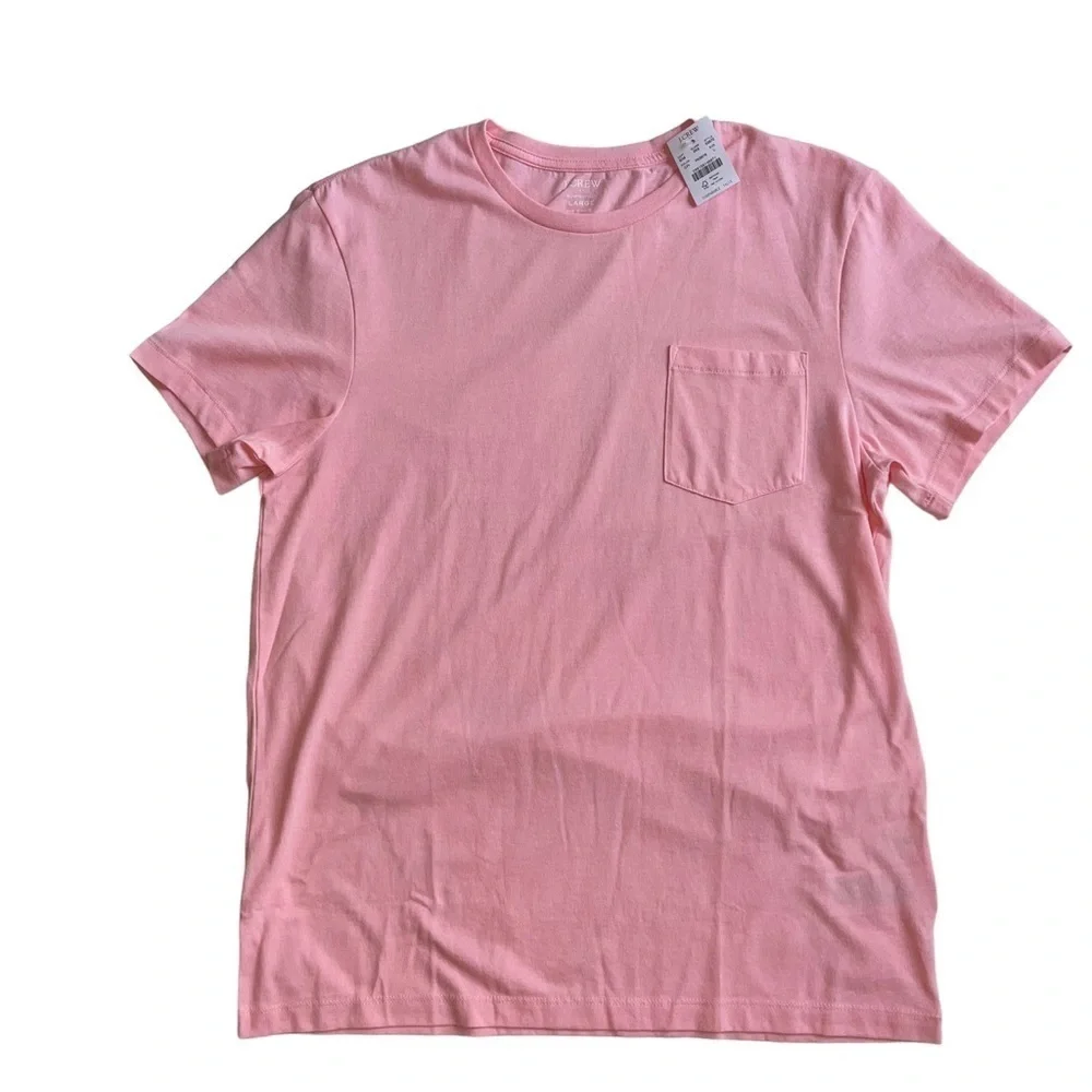 J. Crew Men’s size Large Pocket Tee Slim Heathered Washed T-Shirt cool Pink NWT
